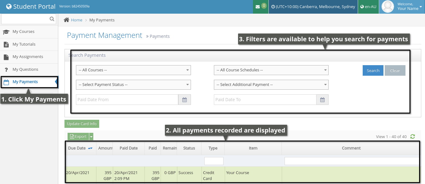 Student Portal - How To View Your Payment Records